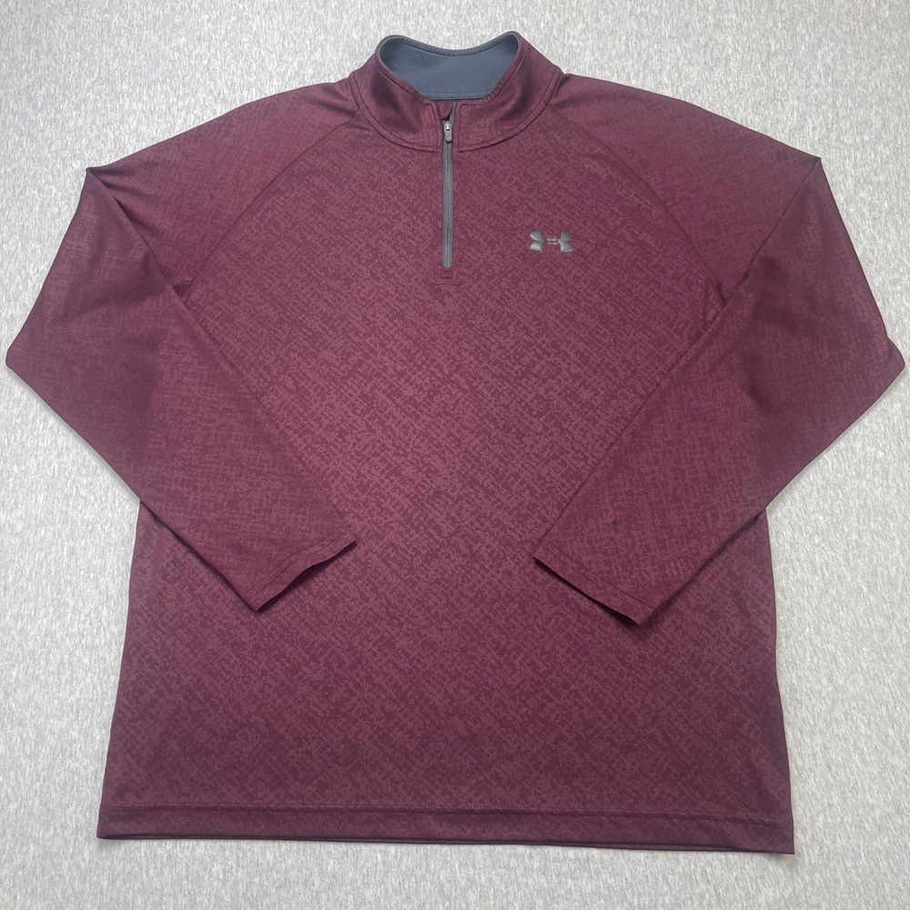 Under Armour Pullover Mens Medium HeatGear 1/4 Zip Maroon Graphic EUC